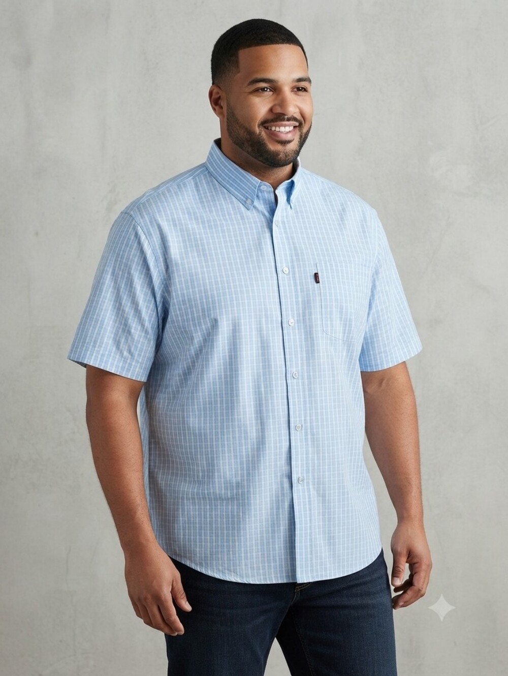 Dimension Men's NWOT Blue Striped Short Sleeve Casual Button Down Shirt Sz Large